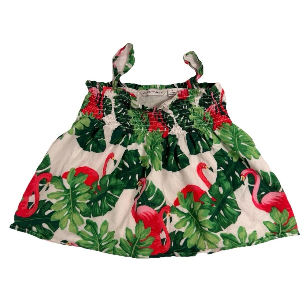 Janie and Jack Green, Pink & White Tropical tank top